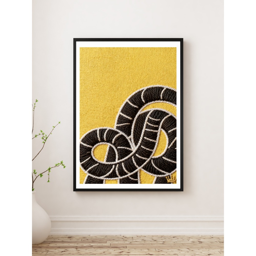 Royal Ink‎ Smith Abstract Rope Knot Canvas Wall Art Print Yellow Black 12x16